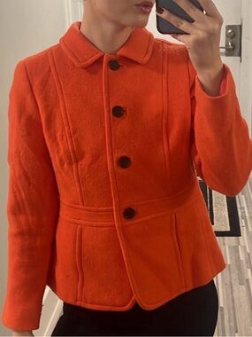 2000s orange wool cropped petite peacoat